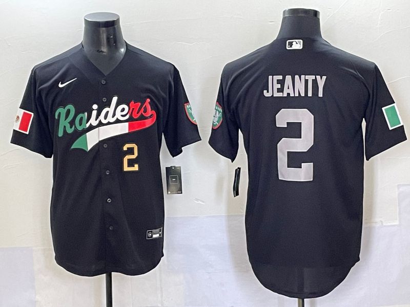 Men 2025 Oakland Raiders #2 Jeanty Black Joint Name Nike Limited NFL Jersey style 7035